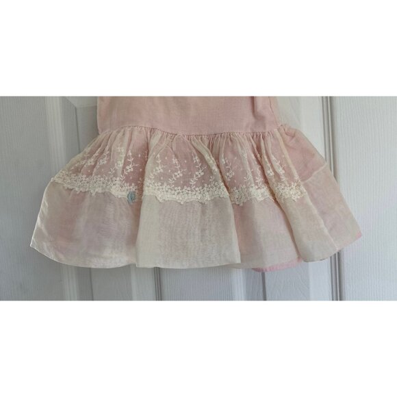 Vtg Pink Baby Dress Skamperette Toodler 1 1950's White Lace Edging Floral Lace - Picture 3 of 7